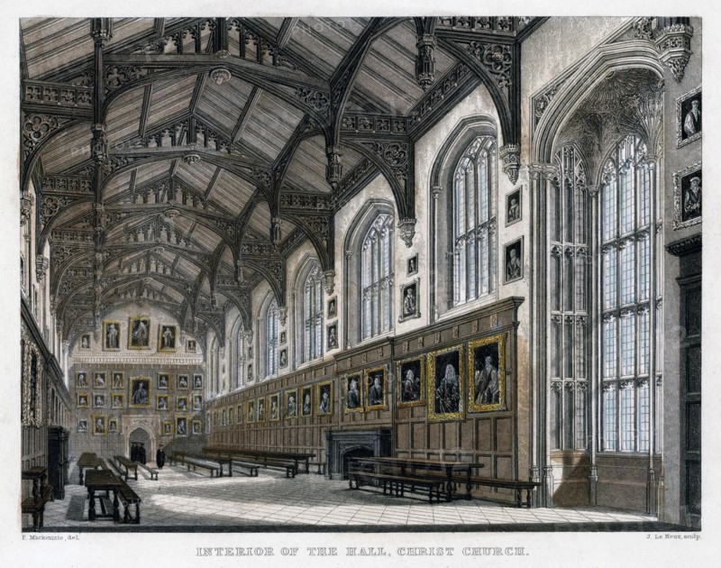 Interior of Christ Church Hall, Oxford University, c1830s. Artist: JH Le Keux.