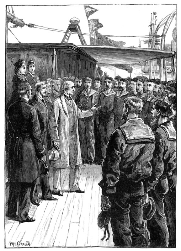 'Mr Gladstone Addressing the Officers and Crew of the Grantully Castle', late 19th century. Artist: Unknown
