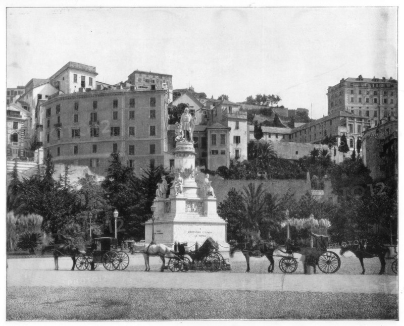Statue of Columbus, Genoa, Italy, late 19th century.Artist: John L Stoddard
