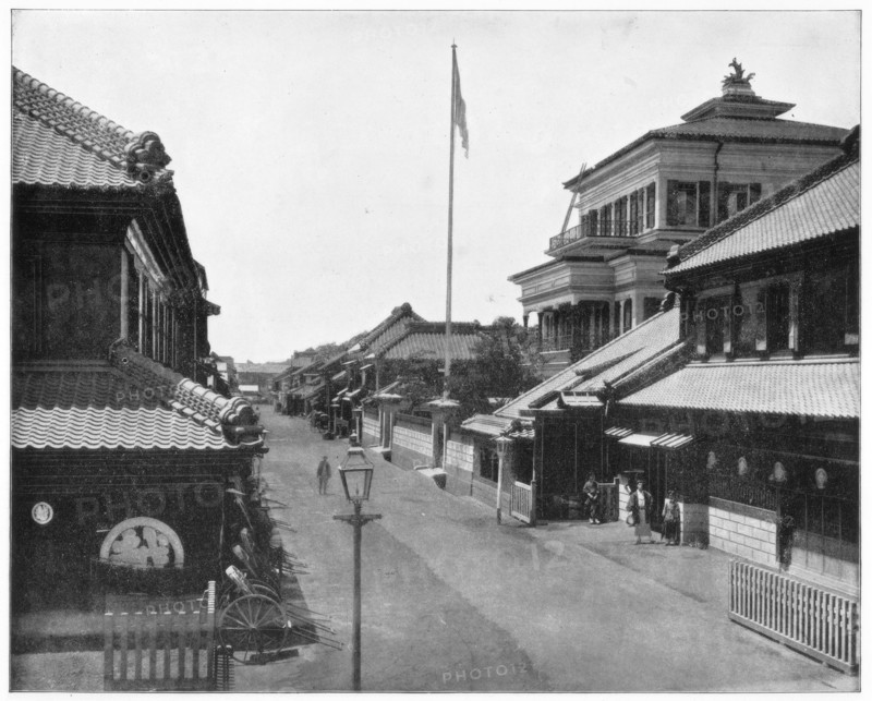 Street in Tokyo, Japan, late 19th century.Artist: John L Stoddard
