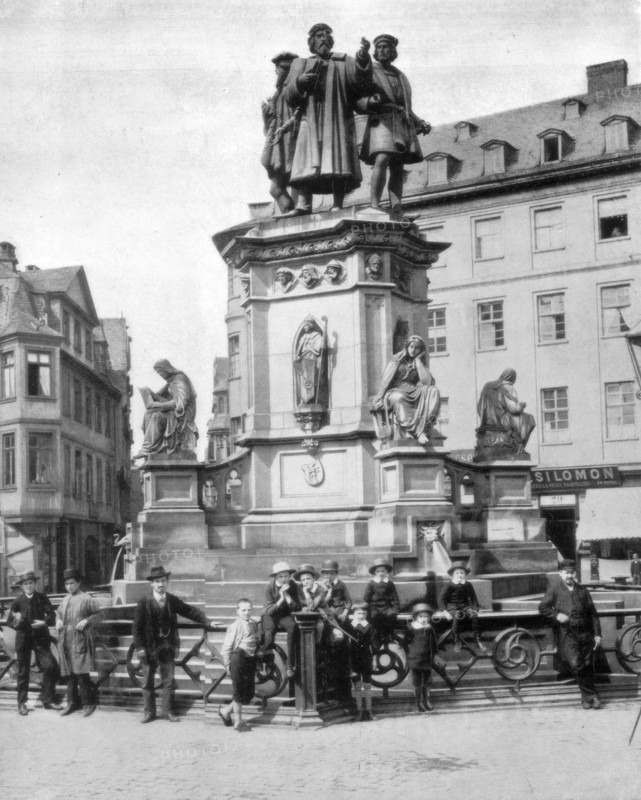 The Gutenberg Monument, Frankfurt, Germany, late 19th century. Artist: John L Stoddard