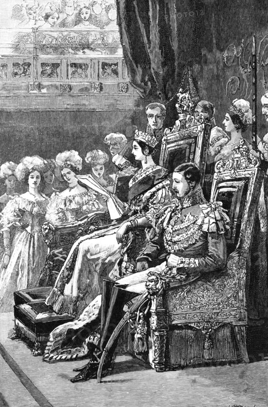 The Queen opening Parliament, 1846, (1900). Artist: Unknown