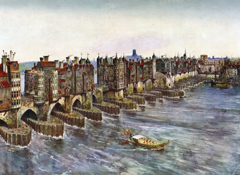 'Old London Bridge, about 1630', (c1900-1920). Artist: Unknown