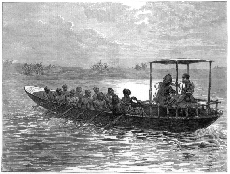 Livingstone and Stanley going from Ujiji to the Rusizi River, 1871. Artist: Unknown