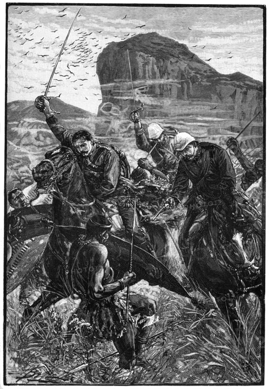 The dash with the colours, Battle of Isandlwana, Anglo-Zulu War, 22 January 1879, (1900). Artist: Unknown