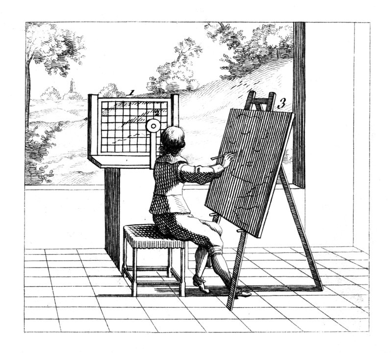Figure practising perspective drawing, 1639. Artist: Unknown