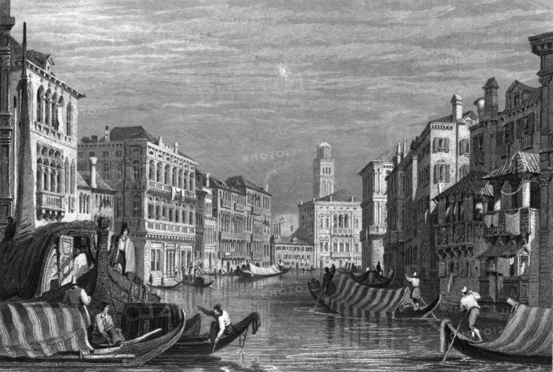 The Grand Canal, Venice, c19th century.Artist: Sam Fisher