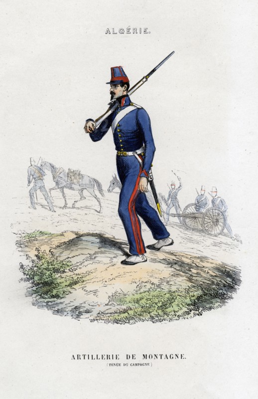Mountain artillery; French Army in Algeria. Artist: Unknown