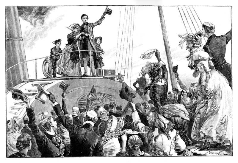 The queen leaving Kingstown, royal visit to Ireland, c1849, (1888).Artist: William Heysham Overend