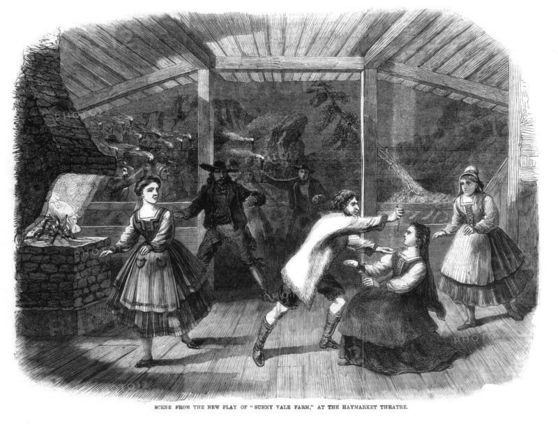 Scene from the play Sunny Vale Farm, performed at the Haymarket Theatre, London, 1864. Artist: Unknown