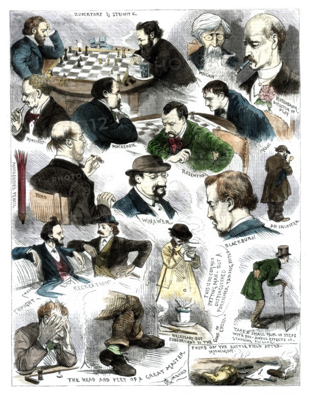 Sketches at the International Chess Tournament, May 5, 1883.Artist: Corbould