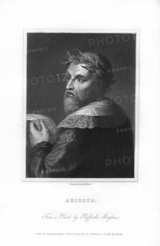 Ludovico Ariosto, Italian Renaissance poet, (1836).Artist: Robert Hart