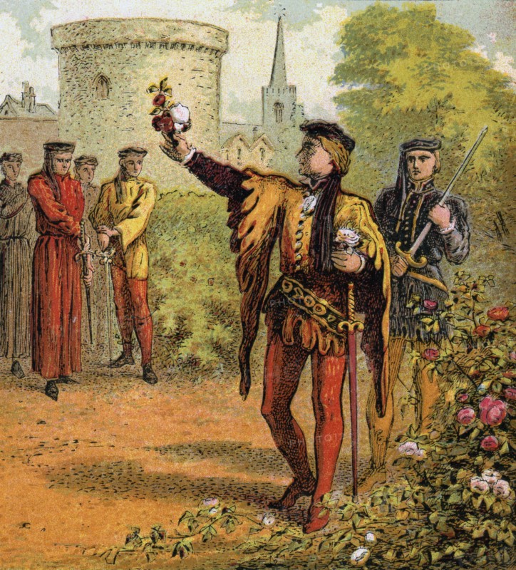 'The Red And White Roses', 15th century, (c1850). Artist: Unknown