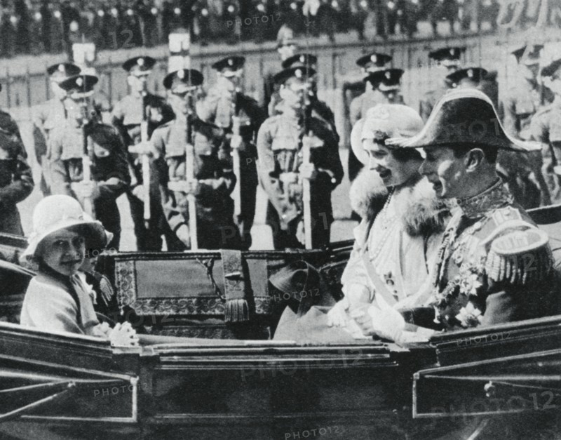 The Duke and Duchess of York leaving St Pauls Cathedral with their daughters, 1935, (1937).  Creator: Unknown.
