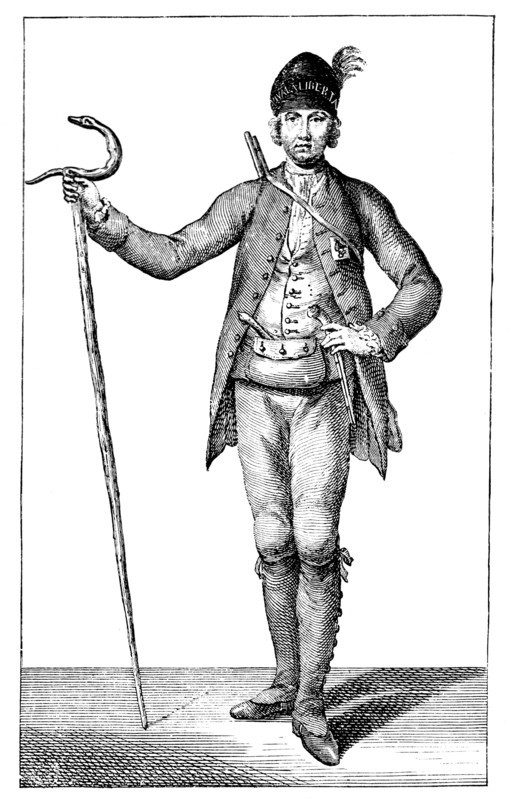 'James Boswell, esq in the dress of an armed Corsican Chief, 1769.'Artist: James Wale