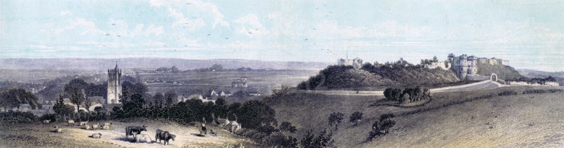 Carisbrooke Castle and village, Isle of Wight, 19th century. Artist: Unknown