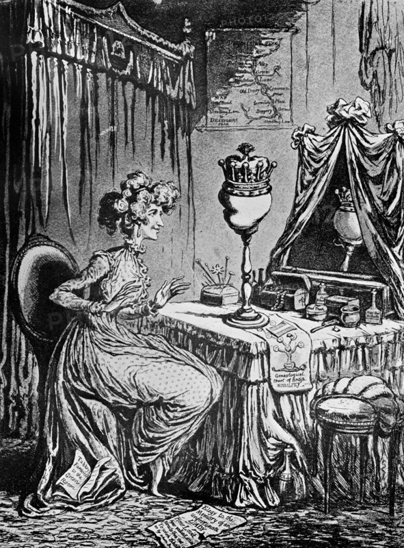 'Contemplations upon a coronet', 1797. Artist: Unknown