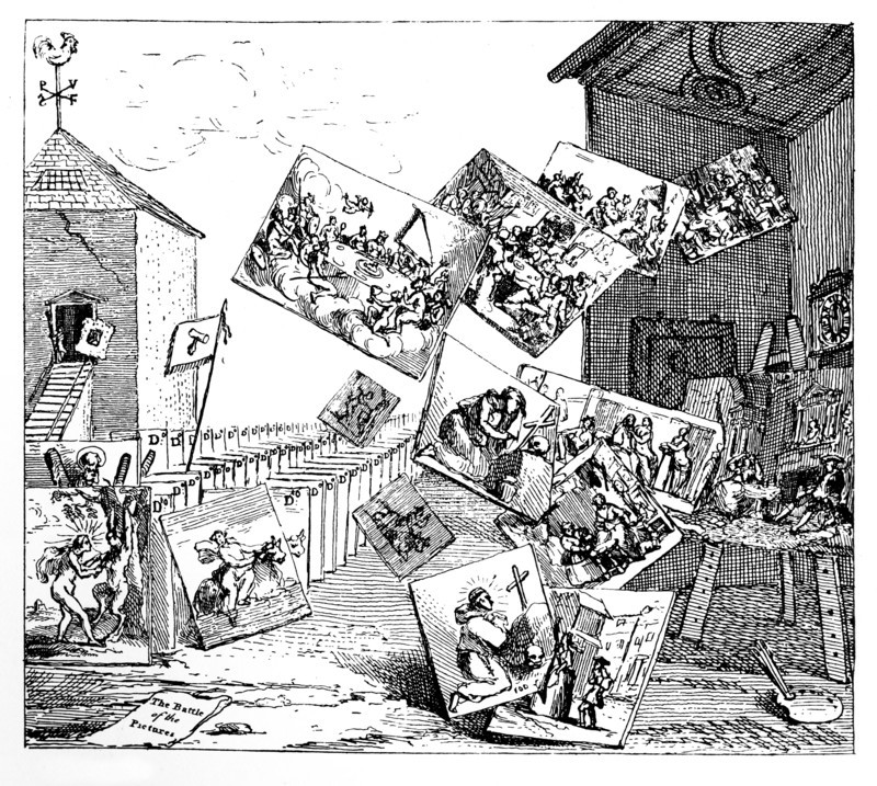'The Battle of the Pictures', 1745.Artist: William Hogarth