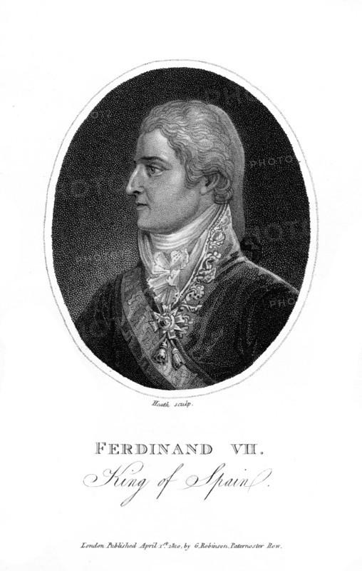 Ferdinand VII, King of Spain, 1810.Artist: Heath