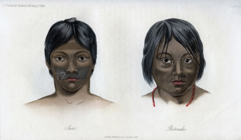 Juri and Botocudos, of the Brasilio-Guarani nation, 1848. Artist: Unknown