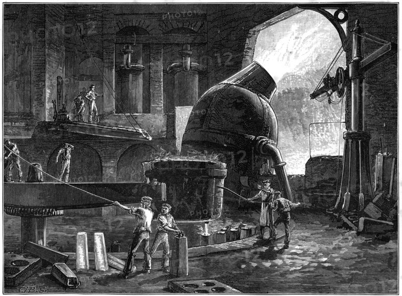 The Bessemer process for the mass-production of steel, c1880.Artist: CJB
