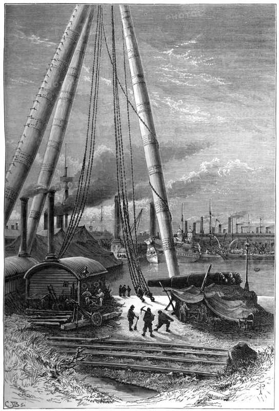 Repairing basin, Portsmouth Dockyard, c1880.Artist: CJB