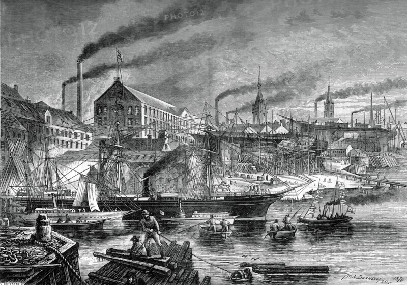 Shipyards and shipping on the Clyde, c1880.Artist: V Dutertre