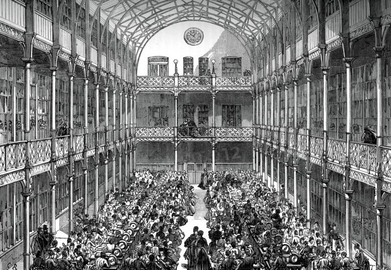 Central hall of the Royal Army Clothing Depot, Pimlico, c1880. Artist: Unknown