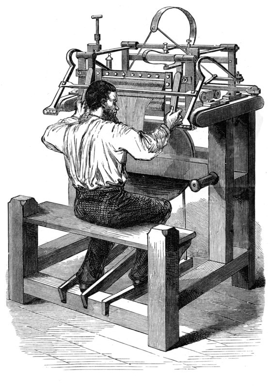 The stocking frame, c1880. Artist: Unknown