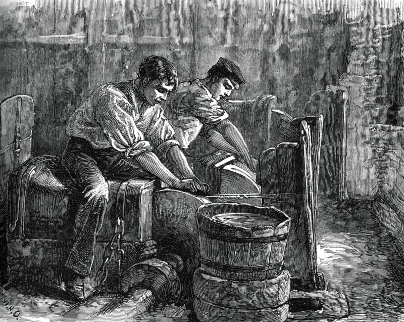 Grinders at work on a wheel, c1880. Artist: Unknown