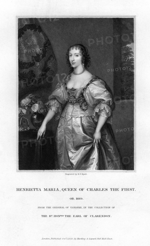Queen Henrietta Maria, queen consort of Charles I, (1833). Artist: Henry Thomas Ryall