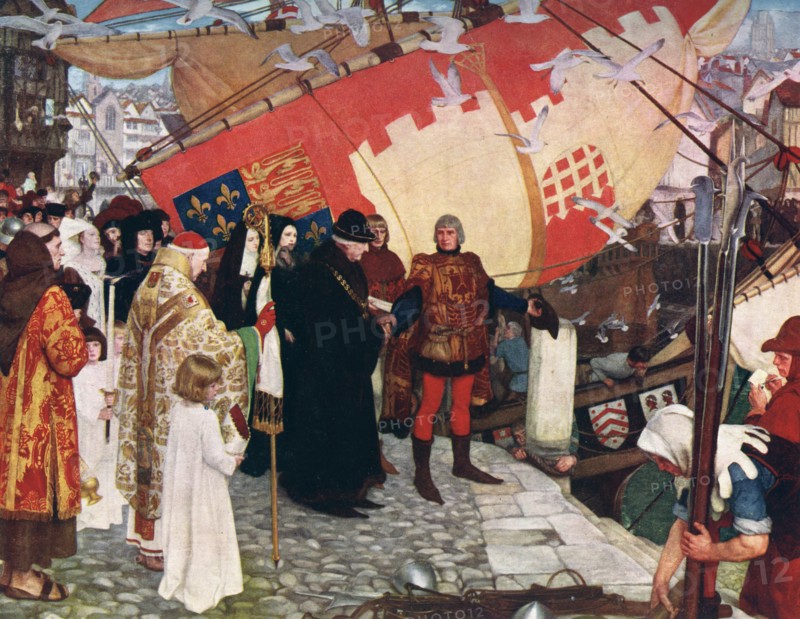 'The Departure of John and Sebastian Cabot...on their First Voyage of Discovery in 1497', 1906. Artist: Unknown
