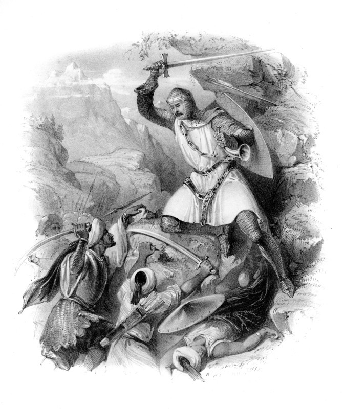 Crusader in battle, (19th century). Artist: Unknown