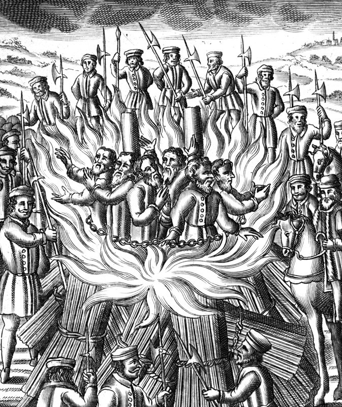 'The Martyrdome of Six Men at Brainford', 1558. Artist: Unknown