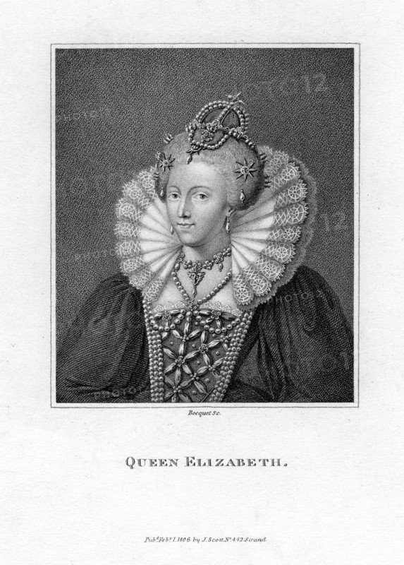 Elizabeth I of England, (1806).Artist: Bocquet