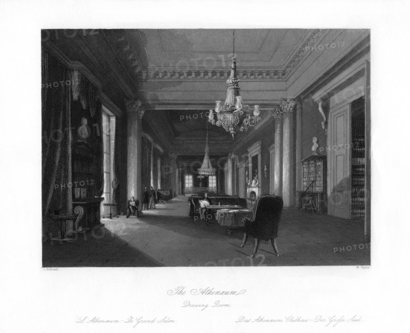 'The Drawing Room, Athenæum', 19th century. Artist: W Taylor