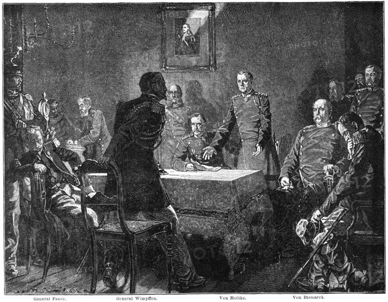 Discussing the surrender of France after the Battle of Sedan, Franco-Prussian War, 1870 (1900).Artist: Georg Bleibtreu