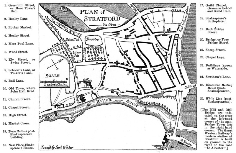 Map of Stratford-upon-Avon, Warwickshire, 1759 (1885).Artist: Edward Hull