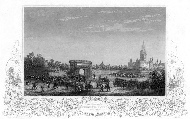 Napoleon's Triumphal Entry into Milan, Italy, c1805.Artist: H Bibby