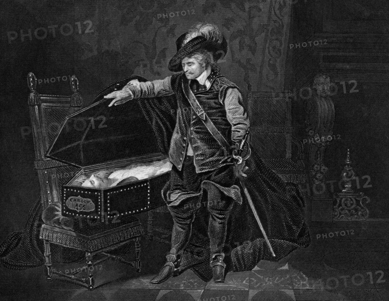 Cromwell viewing the dead body of Charles I, 1649, (19th century). Creators: J Rogers, Unknown.