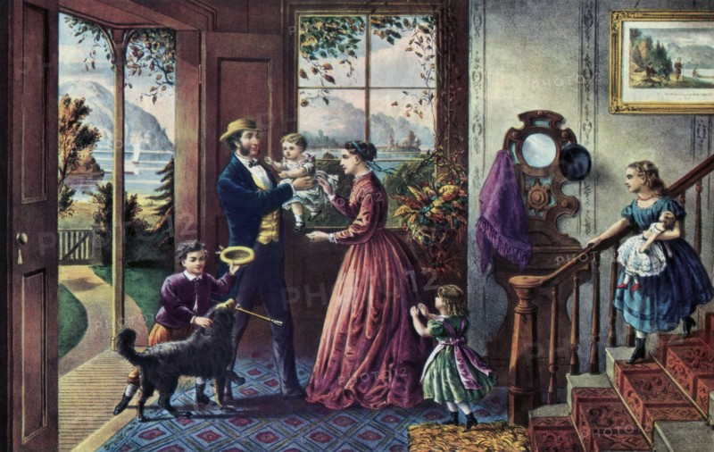 'The Season of Strength, Middle Age', 1868.Artist: Currier and Ives