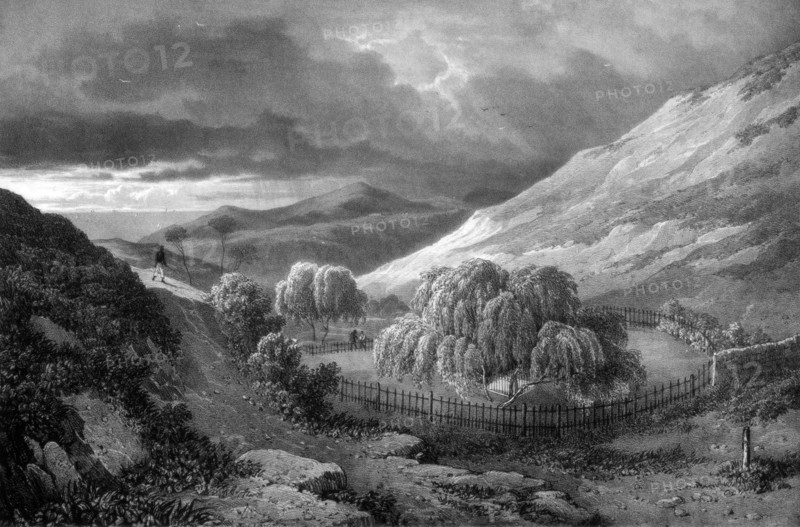 Napoleon Bonaparte's tomb, island of St Helena, 1824.Artist: James Duffield Harding