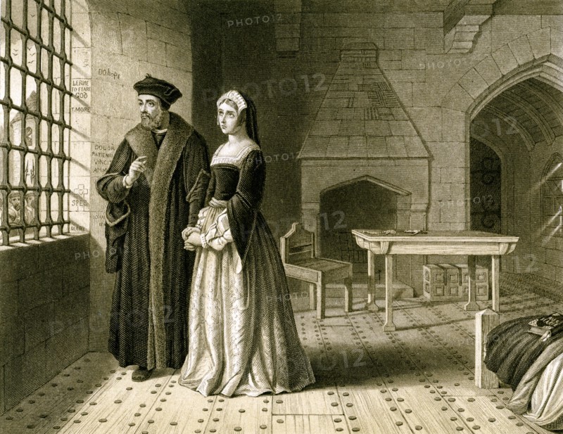 Sir Thomas More (1478-1535) and his daughter, Margaret, 19th century.Artist: R Anderson