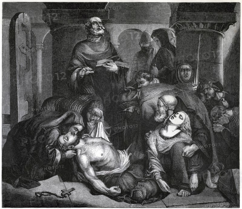 'The Burial of Harold at Waltham Abbey', (1847). Artist: Frederick Richard Pickersgill