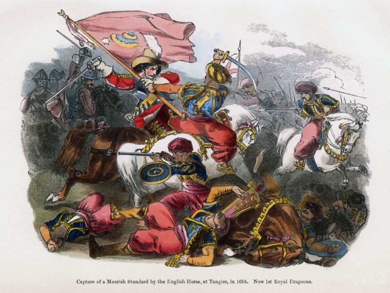 Capture of a Moorish standard by the English Horse, at Tangier, 1664. Artist: Unknown