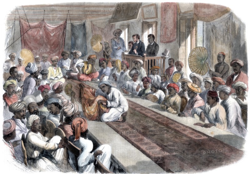 'Sale at Calcutta of valuable government presents and Lucknow jewels', 1860. Artist: Unknown