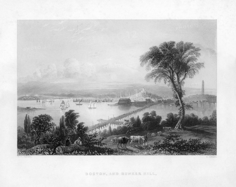 Boston, and Bunker Hill, c1820Artist: C Cousen