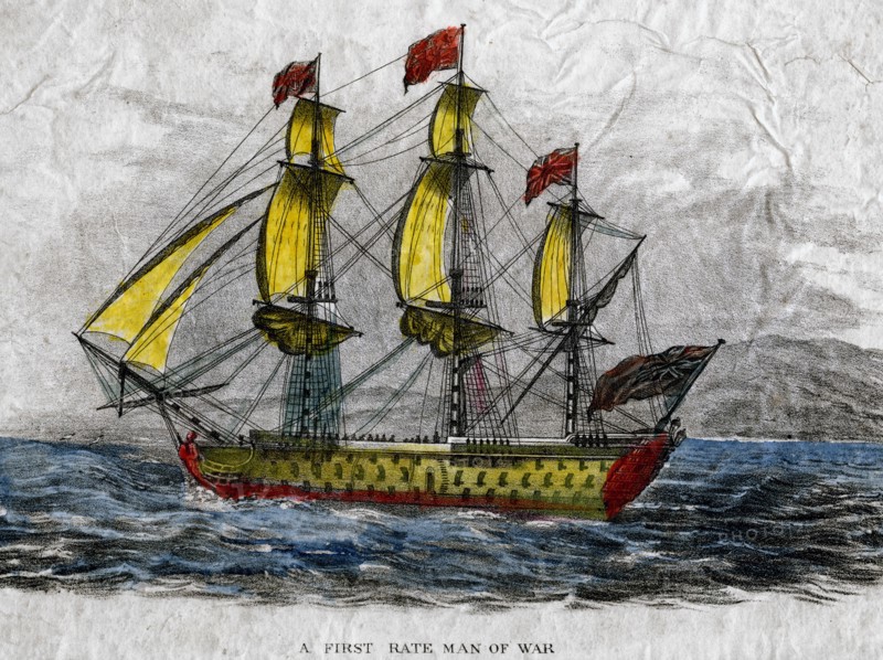 A first rate man-of-war, c18th century. Artist: Unknown