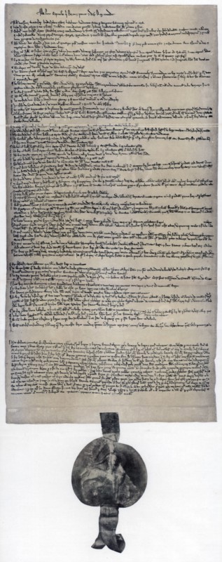 Magna Carta, English charter originally issued in 1215. Artist: Unknown
