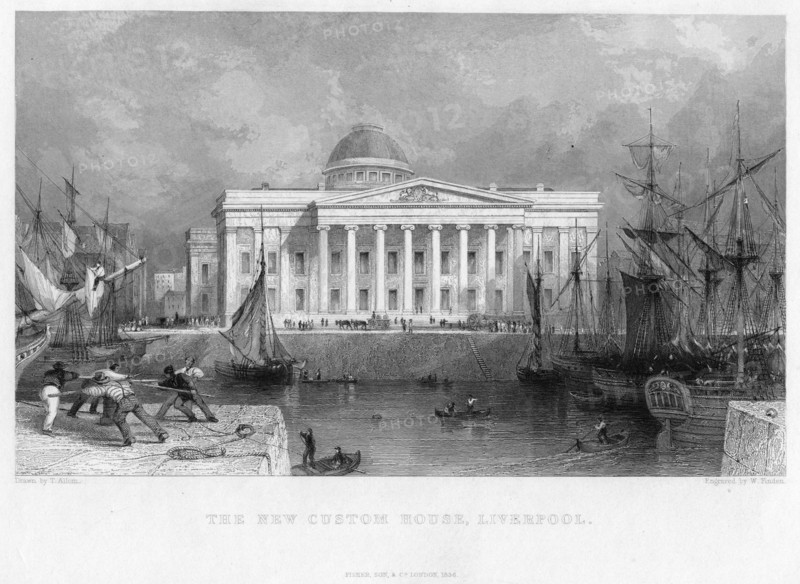 The New Custom House, Liverpool, 1836.Artist: W Finden